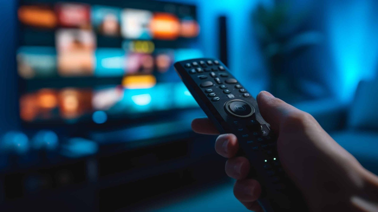 Kanepede kumandayı televizyona doğrultan el